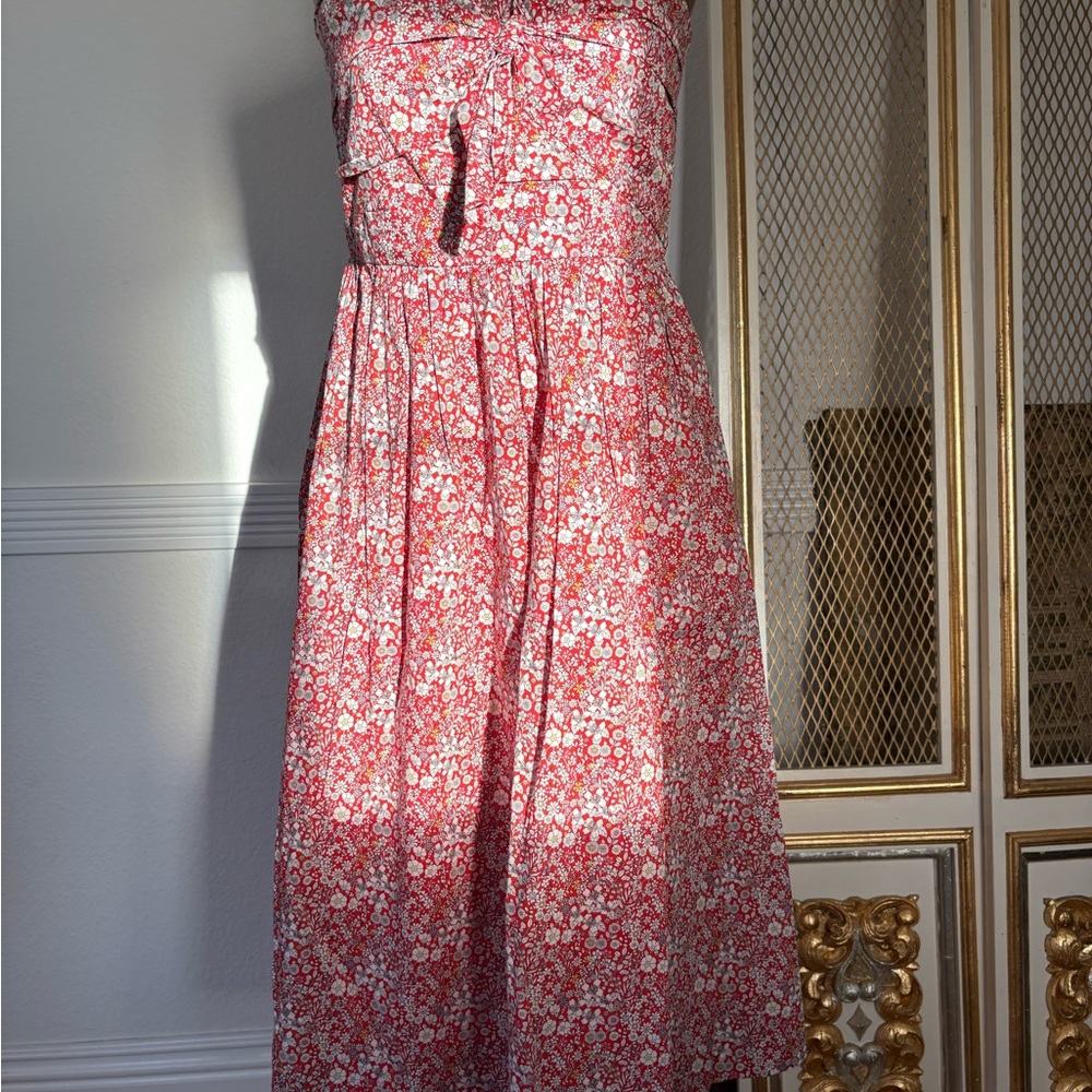 J.Crew | Red Liberty Floral Strapless Dress (10)